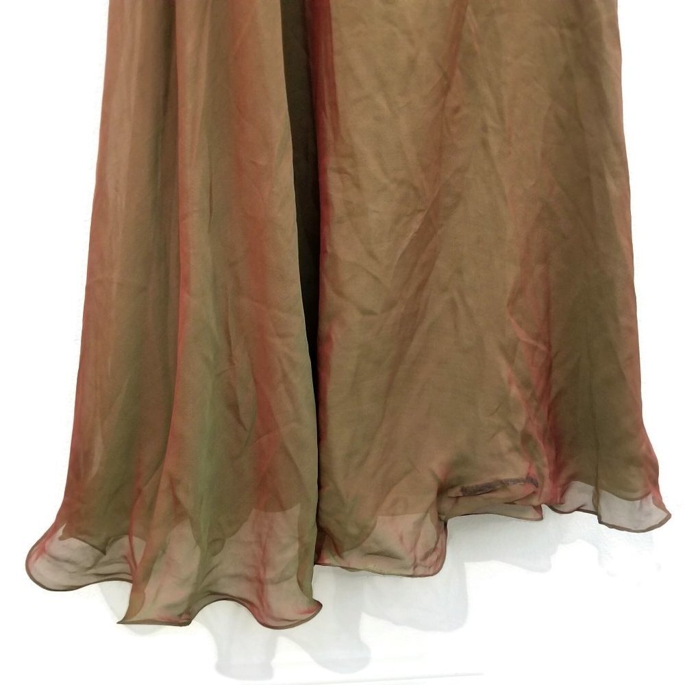 Terani Couture Tan Bridesmaid Promo Formal Evening Silk Gown Empire Waist Sz 6 - Picture 7 of 11